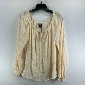 Sanctuary Tie-Neck Keyhole Blouse- Buttercream- Size Medium- NWT